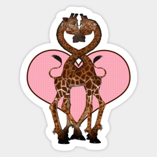 Love Heart Giraffes With Necks Entwined Sticker